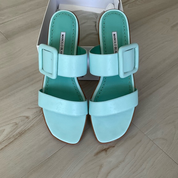Manolo Blahnik Shoes - Manolo Blahnik Light Blue Buckle Sandals